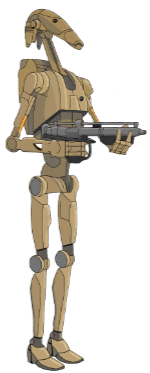 Battle droid representing a bacteria